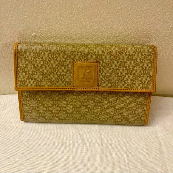 Celine Handbags - Celine Macadam Trifold Kiss Long Wallet